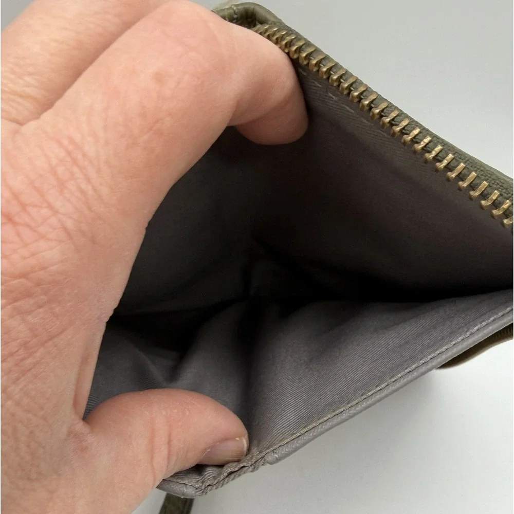 Fossil Wristlet Wallet Women's Green Leather Zip Around Clutch Cell Phone